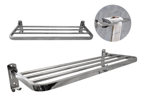 Organizador Repisa Toallero Rebatible Acero Inoxidable 60cm! 0