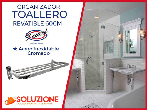 Organizador Repisa Toallero Rebatible Acero Inoxidable 60cm! 1