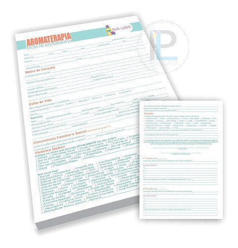 Anamnese Aromaterapia- A4 - Bloco 100fls - C/seu Nome 1