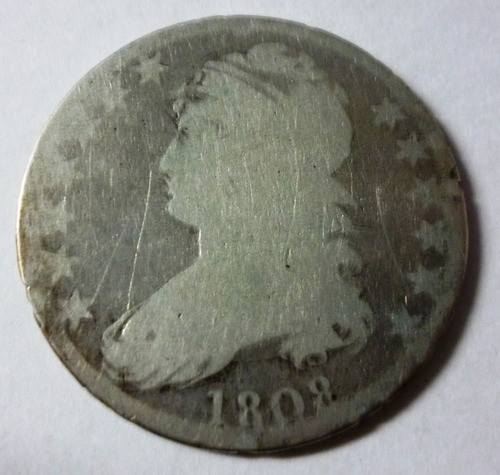 Usa Moneda 1/2 Dolar 1808 Plata Capped Bust Km-37 Vg 1