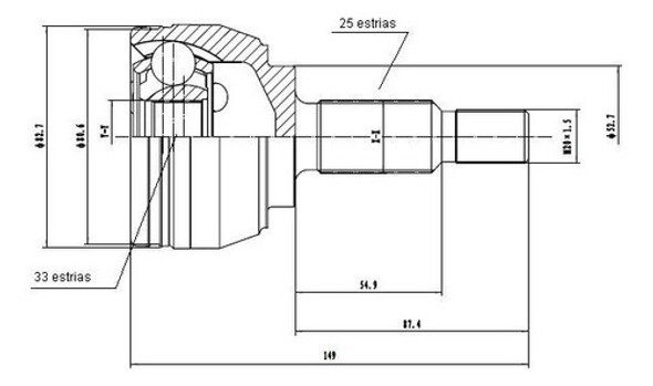 Homocinetica Renault Duster - Fluence (25/33 Estrias) 1