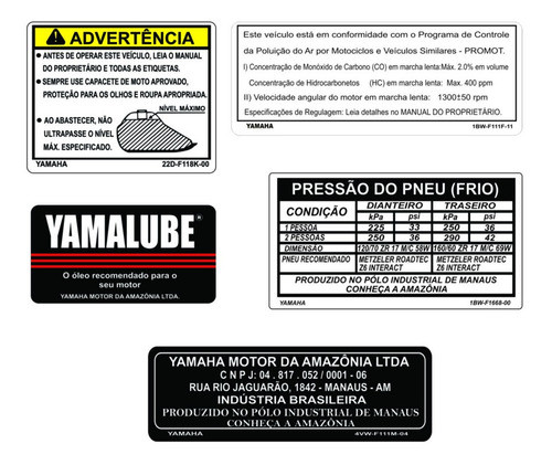 Adesivos De Informação Para Yamaha Xj6 - Frete Grátis 0