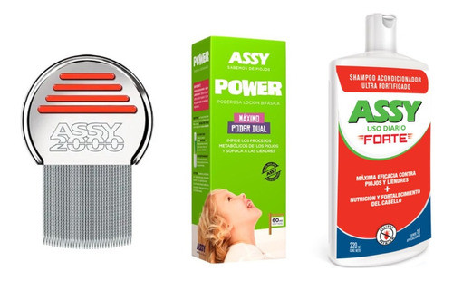 Kit Peine Fino Assy 2000 + Loción Power + Shampoo Assy Forte 0