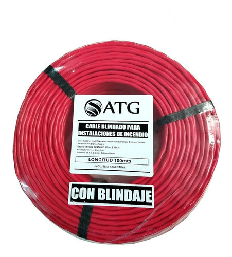 Cable Atg Sistemas Incendio 100% Cobre 2x0.81 Blindado X100m 0