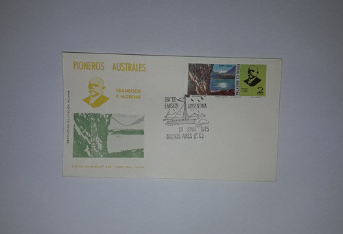 Sobre Primer Día Emisión 1975 Pioneros Australes Moreno 0