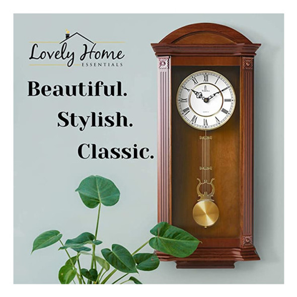 Reloj De Pared Con Péndulo, Silencioso Reloj De Madera Dec. 1