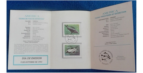 Volante Filatélico Fauna En Vías De Extinción 1er. Día 1993 1