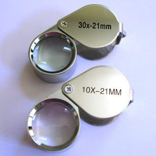 Juego 2 Lupas Joyero 10x 30x Metal Cromado Con Estuche 0