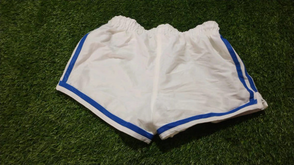 Adidas Vintage White and Blue Boys Shorts Size 1 (Used) - Classic Athletic Look