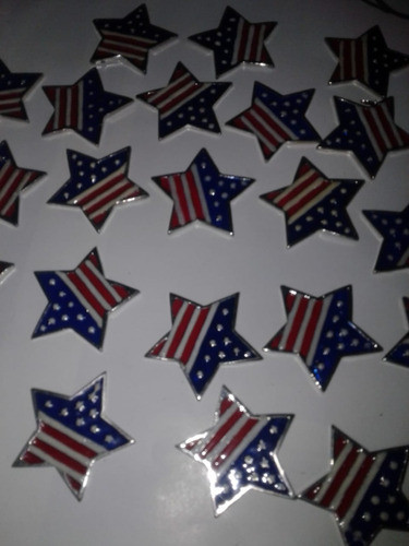 Aplique Estrellas Metal Plateado Bandera Usa Eeuu Estrella 0