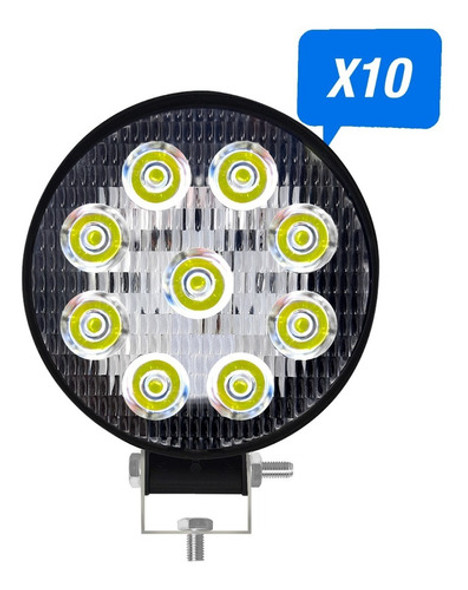 Faro Led Circular 9 Led 27 Watts 12v X 10 Unidades Calidad 1