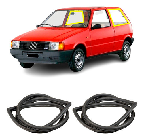 Jogo Borracha Janela Lateral Movel Fiat Uno 2 Portas 0