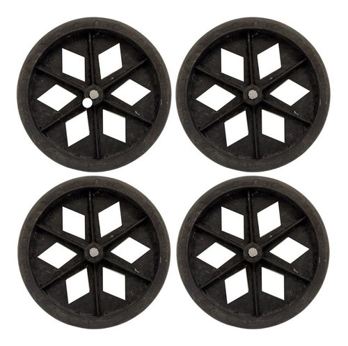 Kit 4 Roda Para Carrinho De Feira Comum Pneu Maciço Eixo 9mm 0
