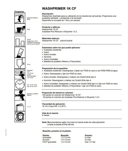 Washprimer 1k Cf Sikkens Antioxido Automotor 1
