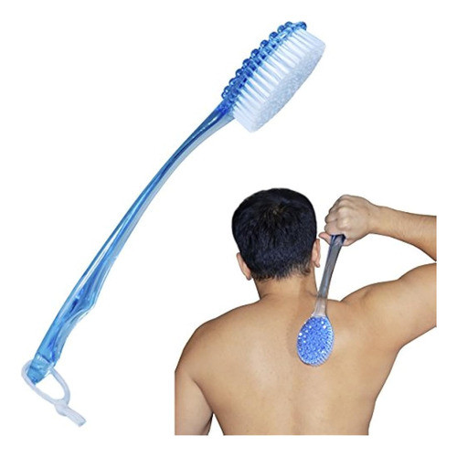 Cepillo Para Baño Con Mango Largo Azul De Ducha De 14  Con M 0