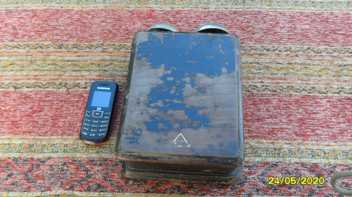 Antiguo Timbre A Dos Campanillas Caja Madera No Teléfono 0