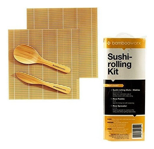 Bambooworx Sushi Making Kit  Incluye 2 Rolling Mats De Sushi 0