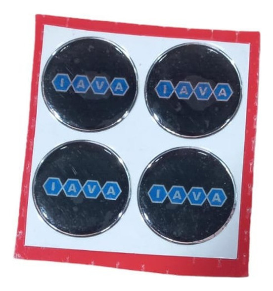 Logo Centro De Llanta  Iava  Negro 43mm Blister X 4 0
