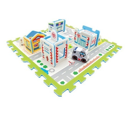 Hospital Parking Ambulancias En Goma Eva Rompecabezas 3d 0