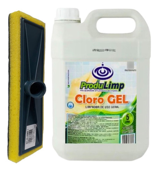 Cloro Gel 5l + 1 Esponja Lava Azulejo Kit Limpa Casa Canil 0