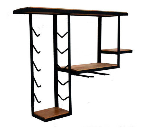 Bodega Cava Vinos Whisk Licores Copas Diseño Hierro Madera 0