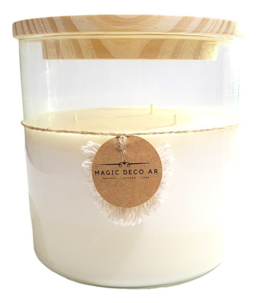 Vela Velon Soja Aroma Vidrio Cilindro Tapa Madera Pino 15x15 0