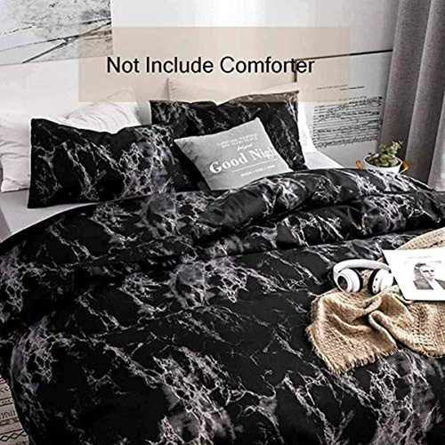 Nanko Bedding Queen Juego De Funda Nórdica Mármol Negro Oscu 1