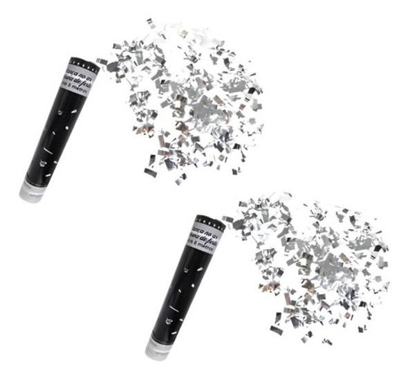 Kit Com 2 Lança Confetes Metalizado Modelo Estrela Prata 0 Kit Com 2 Lança Confetes Metalizado Modelo Estrela Prata 0