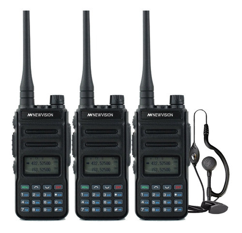 Kit X 3 Handy Radio Walkie Talkie Newvision Uhf Vhf 8w 0