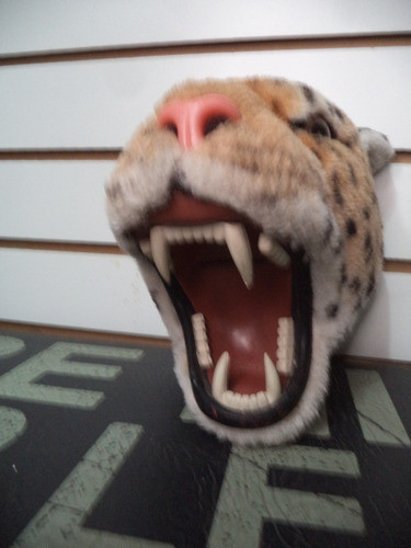 Cabeça De Pelúcia Tigre Amarelo Pequeno Antigo Parede Decora 1