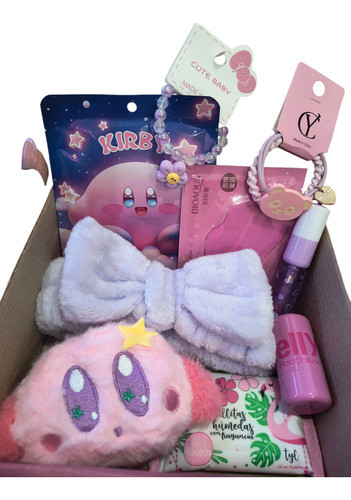 Set De Kirby Mascarilla Llavero Vincha Lipgloss Jelly Tint 0