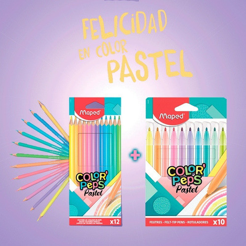 Kit Maped Color Peps 10 Marcadores Pastel + 12 Lápiz Pastel 1