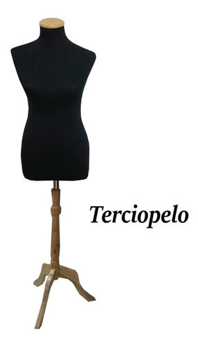 Maniquie Busto Modista Dama En Terciopelo Base Madera Y Tapa 1