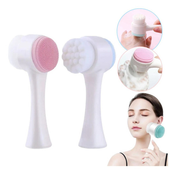 Cepillo Limpiador Facial Doble Cara De Silicona Manual 0