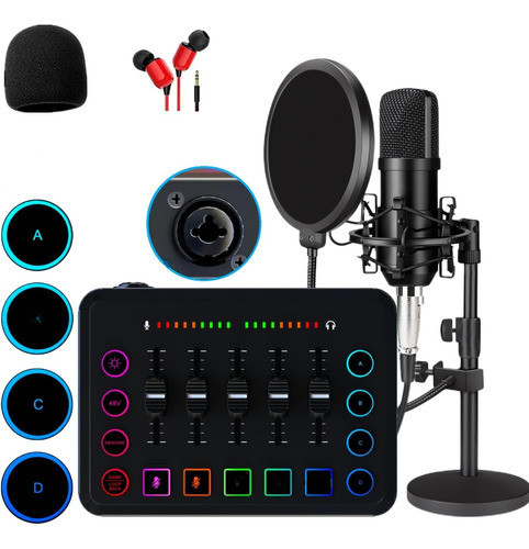 Mezclador Audio Podcast Youtube Gamers Interface Y Mic Xlr 0