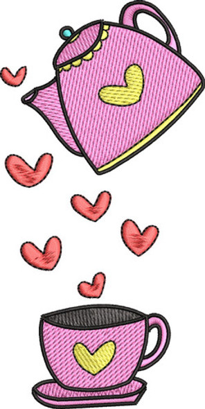 Matriz Bordado: Tetera Corazones 0
