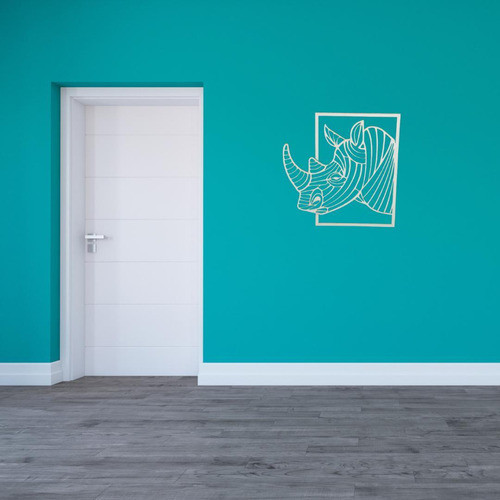 Placa Rinoceronte 3d Decoração Ambiente Branco Mdf 3mm 1