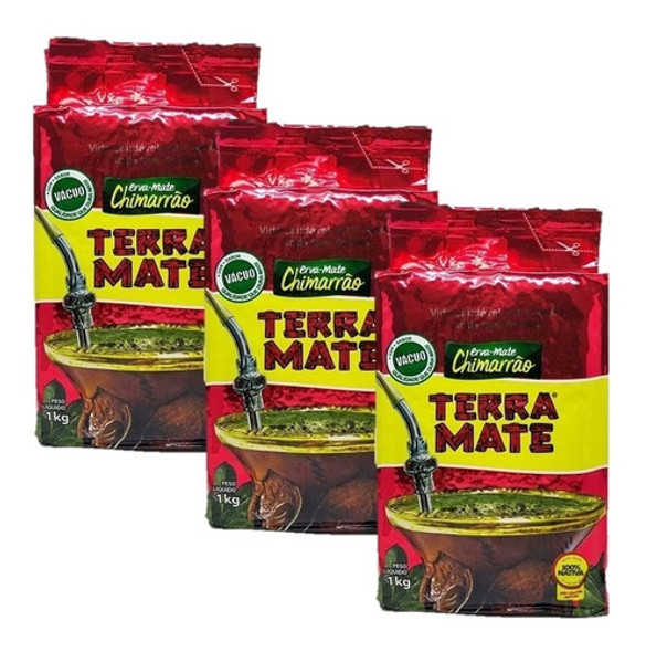 Erva Mate Chimarrão Terra Mate Vácuo 1kg Kit Com 03 Unidades 0