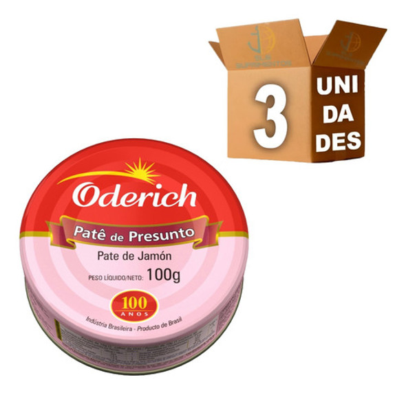 Kit 3 Pate De Presunto Oderich Enlatado 0