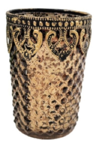 Vasinho Castiçal Marrom 10x7cm Porta Vela Vaso Decoração 0