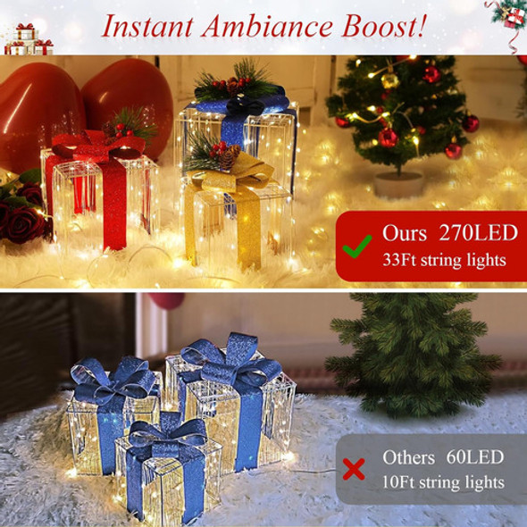 Cajas De Regalo Iluminadas Con Luces Led Para Navidad, Decor 1