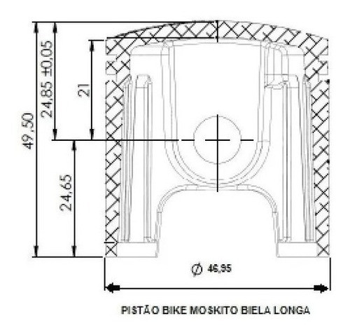 Kit Pistão Completo C/ Anéis Moskito 80cc Biela Alta Rocatti 1