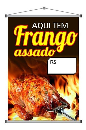 Banner Frango Assado, Aqui Tem 1mtx1.40mt 0