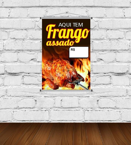 Banner Frango Assado, Aqui Tem 1mtx1.40mt 1