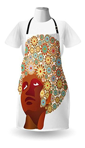 Delantal Africano Lunarable, Hombre Cubano Con Cabeza Floral 1