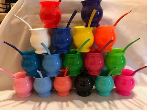 Mates Plasticos Con Bombilla Metal X 15 Unidades 0