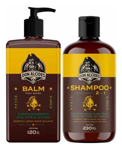 Kit Balm Para Barba E Shampoo Cabelo Lemon Bone Don Alcides 0