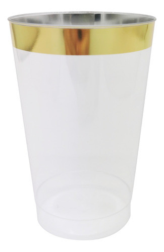 Copo De Plástico 340ml Luxo Listra Ouro 4 Unidades 0