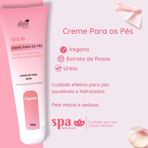 Creme Hidratante Para Pés Com Extrato De Rosas 100g 1