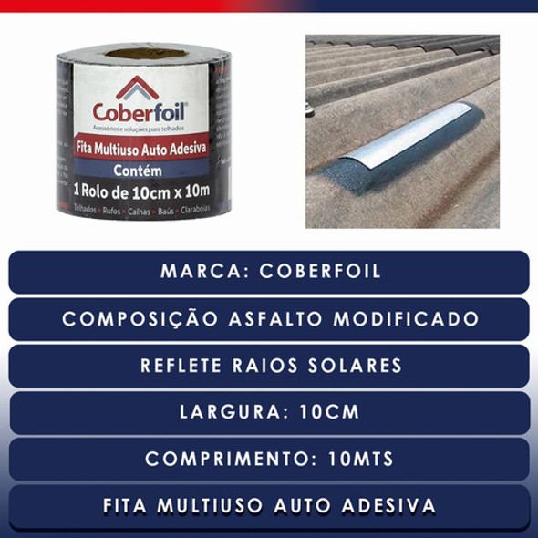 Kit 10 Fitas Adesivas Manta Asfaltica Coberfoil 10cm X 10mts 1
